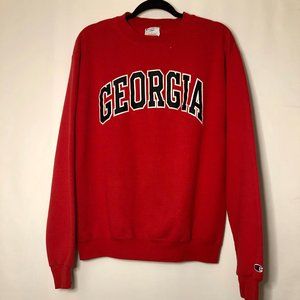 Red Champion Unisex Georgia Crew Sweatshirt